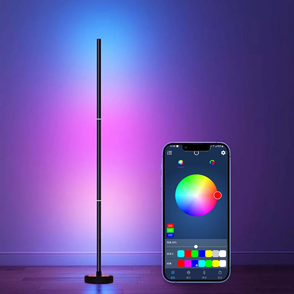 Corner Floor Lamp, Smart RGB LED Corner Lamp with Spotlight, 10 Million Colors Changing LED Floor Lamp with App Control, Music Sync Timer Mood Lighting for Living Room, Christmas Decoration