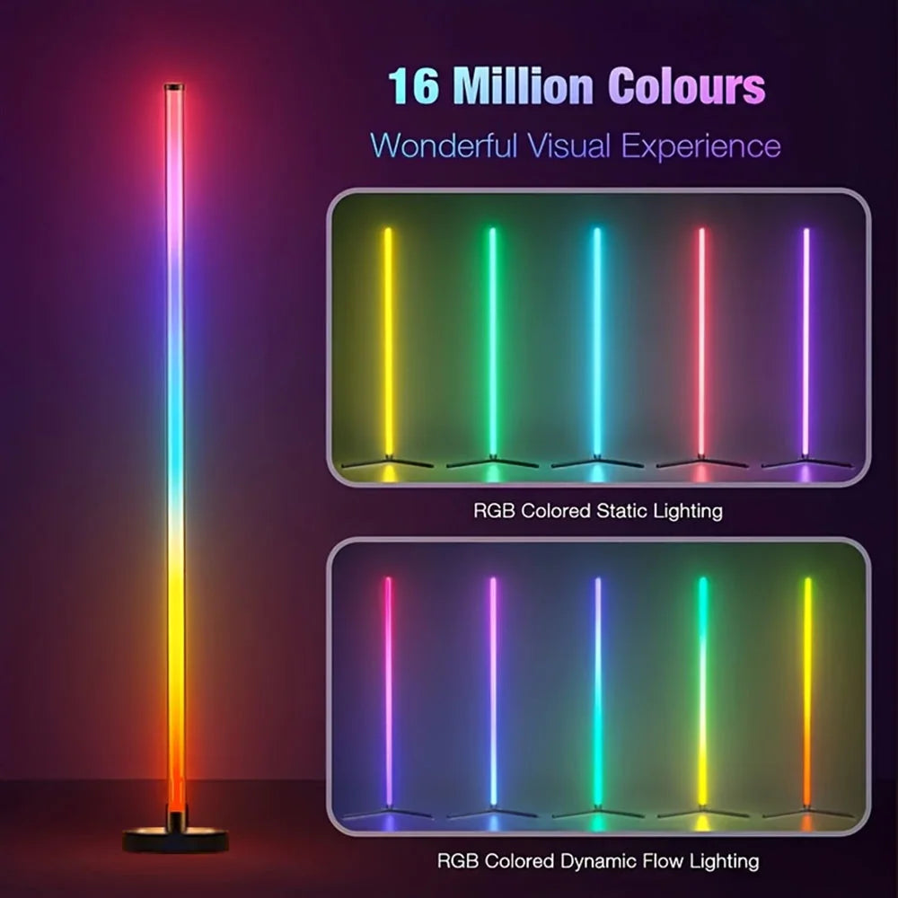 Corner Floor Lamp, Smart RGB LED Corner Lamp with Spotlight, 10 Million Colors Changing LED Floor Lamp with App Control, Music Sync Timer Mood Lighting for Living Room, Christmas Decoration