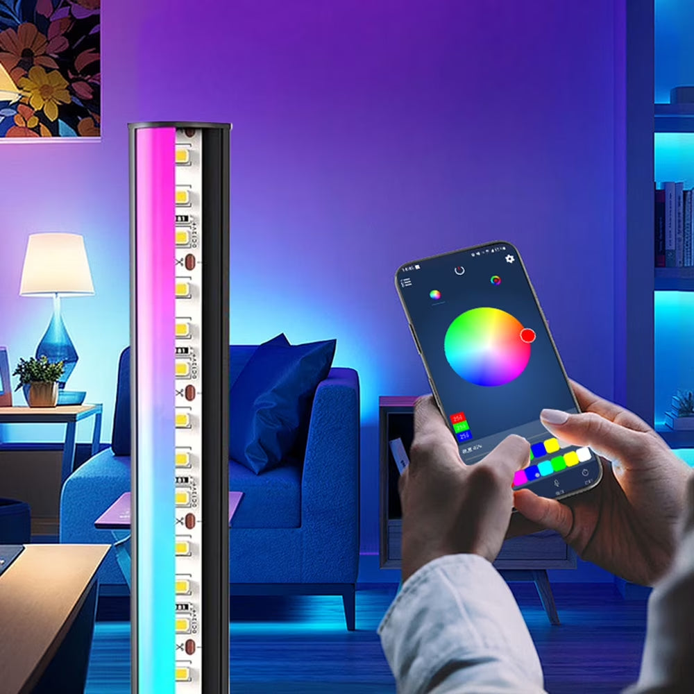 Corner Floor Lamp, Smart RGB LED Corner Lamp with Spotlight, 10 Million Colors Changing LED Floor Lamp with App Control, Music Sync Timer Mood Lighting for Living Room, Christmas Decoration