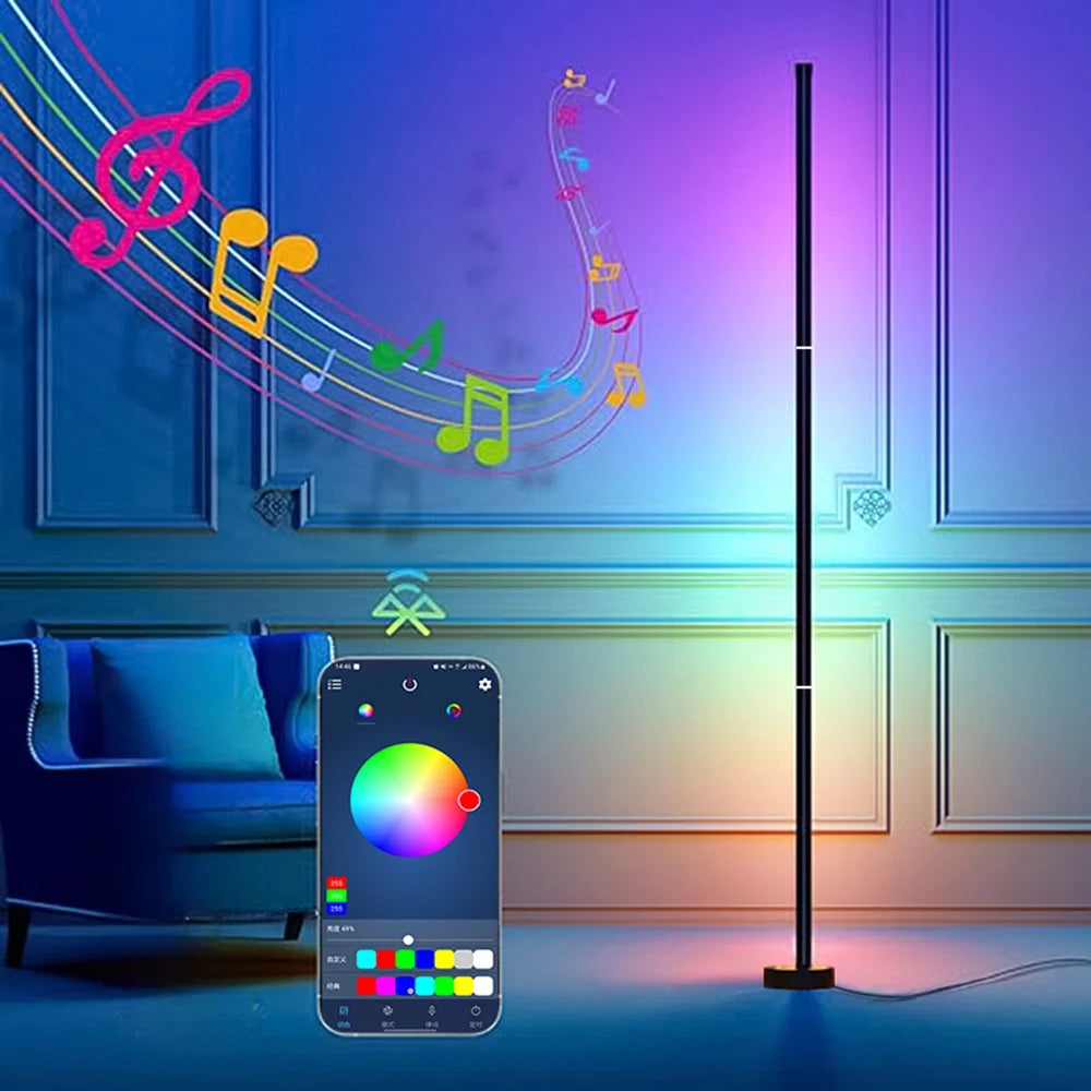 Corner Floor Lamp, Smart RGB LED Corner Lamp with Spotlight, 10 Million Colors Changing LED Floor Lamp with App Control, Music Sync Timer Mood Lighting for Living Room, Christmas Decoration