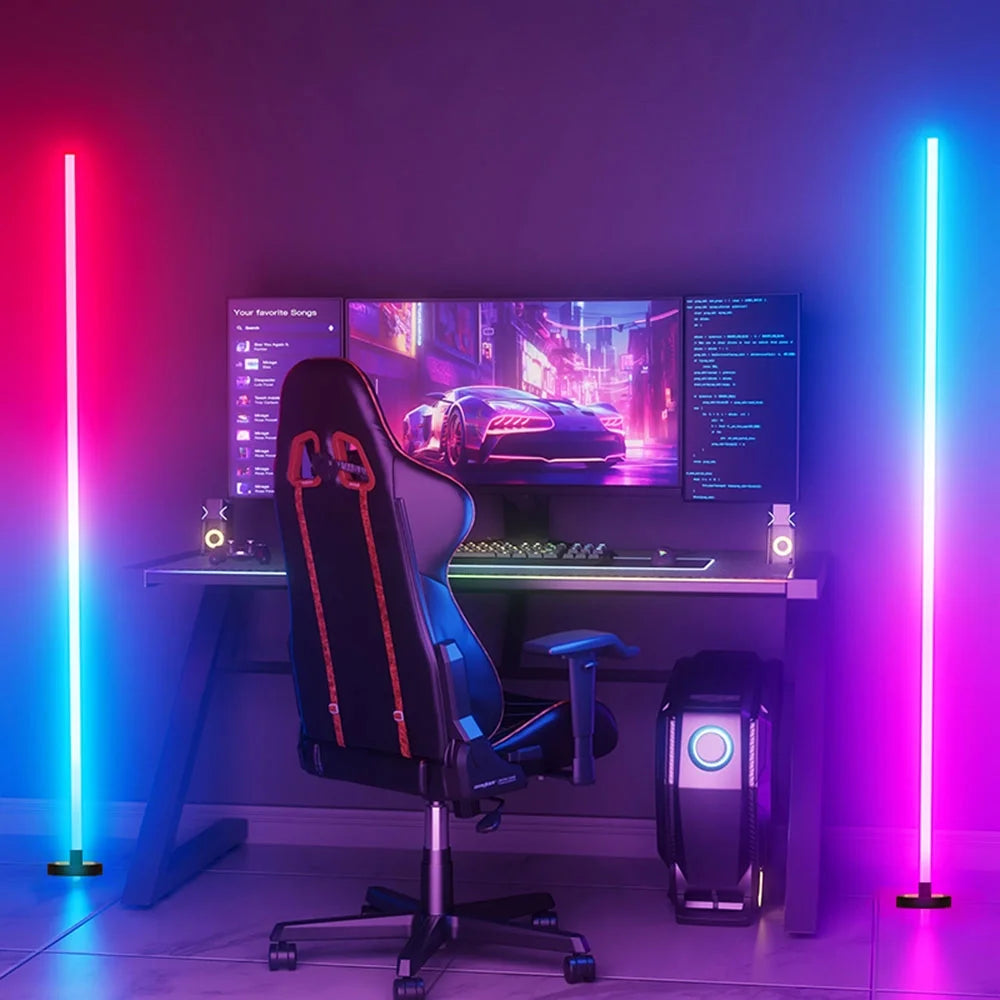 Corner Floor Lamp, Smart RGB LED Corner Lamp with Spotlight, 10 Million Colors Changing LED Floor Lamp with App Control, Music Sync Timer Mood Lighting for Living Room, Christmas Decoration