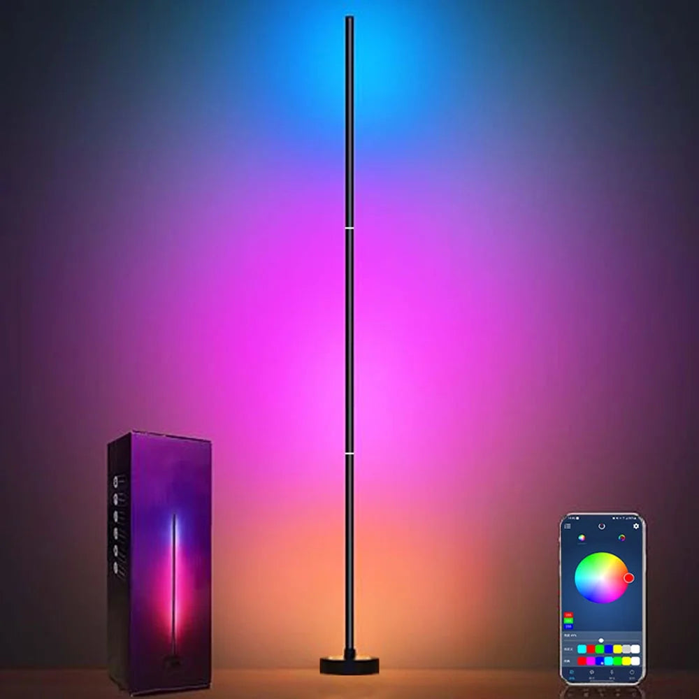 Corner Floor Lamp, Smart RGB LED Corner Lamp with Spotlight, 10 Million Colors Changing LED Floor Lamp with App Control, Music Sync Timer Mood Lighting for Living Room, Christmas Decoration